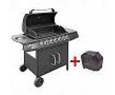 VidaXL Barbacoa grill de gas 6+1 quemadores negra