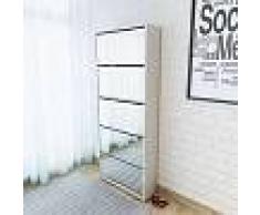 VidaXL Mueble zapatero 5 cajones con espejo blanco 63x17x169,5 cm