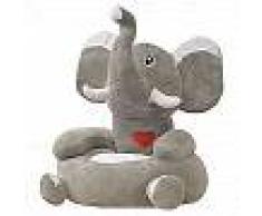 VidaXL Silla de peluche para niños elefante gris
