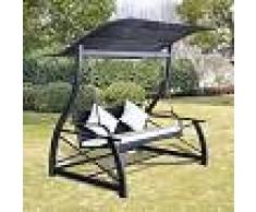 VidaXL Columpio de jardín negro 167x130x178 cm poli ratán
