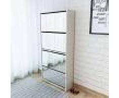 VidaXL Mueble zapatero 4 cajones con espejo blanco 63x17x134 cm