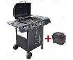 VidaXL Barbacoa grill de gas 4+1 quemadores negra