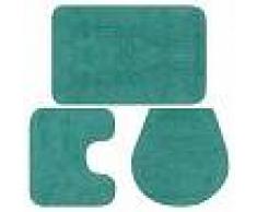 VidaXL Conjunto de alfombrillas de baño de tela 3 piezas turquesa
