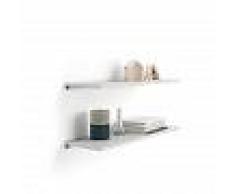 Mobili Fiver Par de estantes 60x15 cm con soporte de aluminio, Fresno Blanco