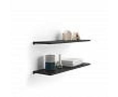 Mobili Fiver Par de estantes 60x15 cm con soporte de aluminio, Fresno Negro