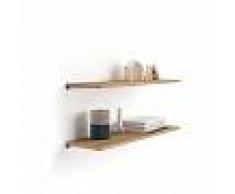 Mobili Fiver Par de estantes 80x15 cm con soporte de aluminio, color Madera Rustica
