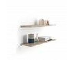 Mobili Fiver Par de estantes 60x25 cm con soporte de aluminio, roble natural