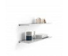 Mobili Fiver Par de estantes 60x15 cm con soporte de aluminio, blanco brillante