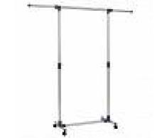 VidaXL Perchero ajustable acero inoxidable 165x44x150 cm plateado