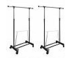 VidaXL Perchero ajustable para ropa 1 barra 2 unidades