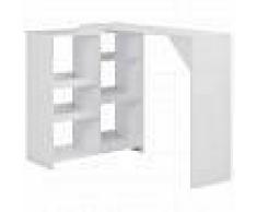 VidaXL Mesa de bar con estantería móvil blanca 138x40x120 cm