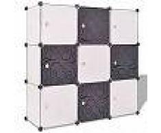 VidaXL Armario cubo organizador con 9 compartimentos negro y blanco