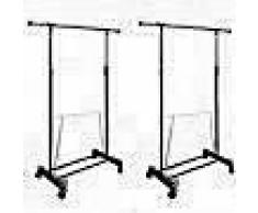 VidaXL Perchero ajustable para ropa 1 barra 2 unidades