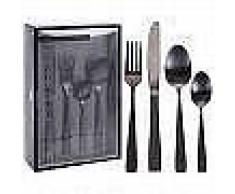 Excellent Houseware Set de cubertería 16 piezas acero inoxidable negro