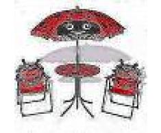 VidaXL Juego de mesa y sillas de jardín infantil con sombrilla rojo