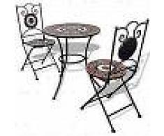 VidaXL Set de mesa y sillas de jardín mosaico 60 cm terracota/blanco