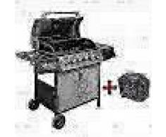 VidaXL Barbacoa grill de gas 6+1 quemadores negra y plateada