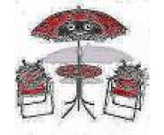 VidaXL Juego de mesa y sillas de jardín infantil con sombrilla rojo