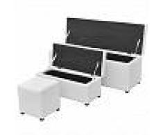 VidaXL Bancos reposapiés de almacenaje 3 uds. cuero artificial blanco