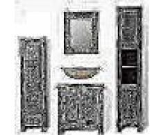 VidaXL Mueble de baño de madera reciclada con espejo y dos armarios laterales