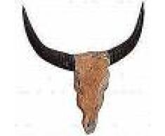 VidaXL Escultura de cráneo de toro de teca para pared 69x6x60 cm