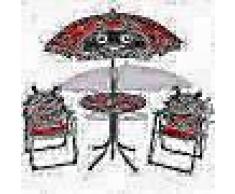 VidaXL Juego de mesa y sillas de jardín infantil con sombrilla rojo