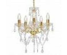 VidaXL Lámpara de araña con cuentas de cristal dorado redonda 5 x E14