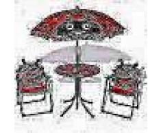 VidaXL Juego de mesa y sillas de jardín infantil con sombrilla rojo