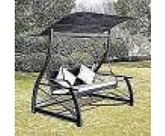 VidaXL Columpio de jardín negro 167x130x178 cm poli ratán