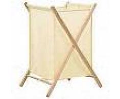 VidaXL Cesto de ropa sucia madera de cedro y tela beige 42x41x64 cm