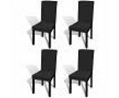 vidaXL Funda de silla elástica recta 4 unidades negra