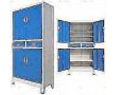 VidaXL Armario taquilla con 4 puertas metal 90x40x180 cm gris y azul