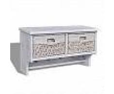 VidaXL Estante De Madera Blanco Con Perchas 2 Cestas De Tejido 4 Ganchos