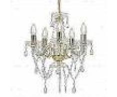 VidaXL Lámpara de araña con cuentas de cristal dorado redonda 5 x E14