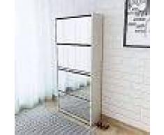 VidaXL Mueble zapatero 4 cajones con espejo blanco 63x17x134 cm