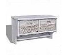 VidaXL Estante De Madera Blanco Con Perchas 2 Cestas De Tejido 4 Ganchos