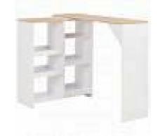 VidaXL Mesa de bar con estantería móvil blanco 138x40x120 cm