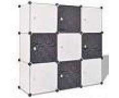 VidaXL Armario cubo organizador con 9 compartimentos negro y blanco