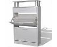 VidaXL Mueble zapatero con cajón y estante superior de vidrio blanco