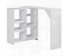 VidaXL Mesa de bar con estantería móvil blanca 138x40x120 cm
