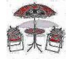 VidaXL Juego de mesa y sillas de jardín infantil con sombrilla rojo