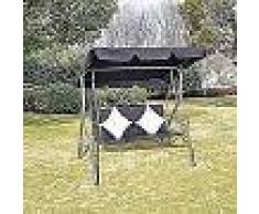 VidaXL Columpio De Ratán Para Jardín Con Dosel Negro