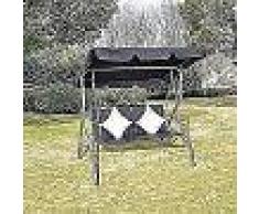 VidaXL Columpio De Ratán Para Jardín Con Dosel Negro