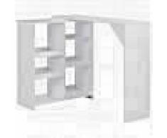VidaXL Mesa de bar con estantería móvil blanca 138x40x120 cm