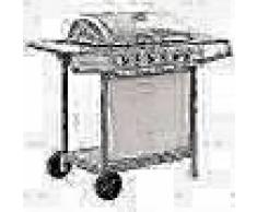 VidaXL Barbacoa portátil de gas con 6 zonas plateada acero inoxidable