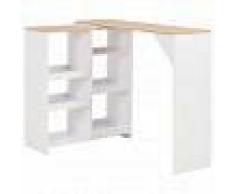 VidaXL Mesa de bar con estantería móvil blanco 138x40x120 cm