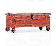 VidaXL Baúl de almacenamiento de madera maciza de mango rojo 101x39x42 cm