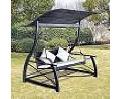 VidaXL Columpio de jardín negro 167x130x178 cm poli ratán