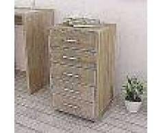 VidaXL Cajonera de oficina con ruedas 5 cajones roble