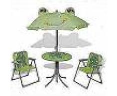 VidaXL Juego de mesa y sillas de jardín infantil con sombrilla verde